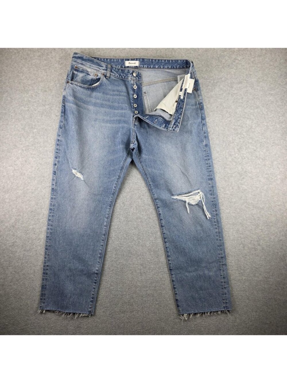 Madewell Curvy Dean Easy Straight Jeans Womens 33 NWT Light Wash Distressed - Picture 1 of 12